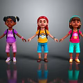 Three Young Girls Holding Hands Wearing Different Colored Shirts And Shorts With Backpacks Standing Together