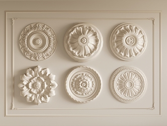 Gypsum lamp panel carved lamp panel chandelier base round lamp panel gypsum component 3d model