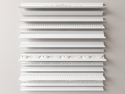 European-style plaster line carved 3d model