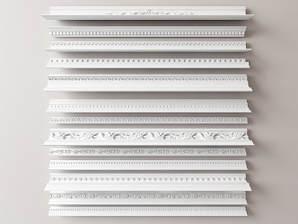 European-style plaster line carved 3d model