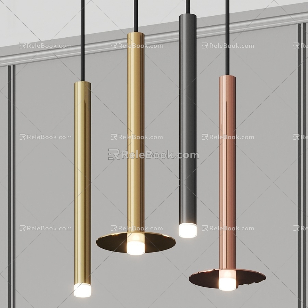 Modern chandelier brass gold chandelier tube copper 3d model