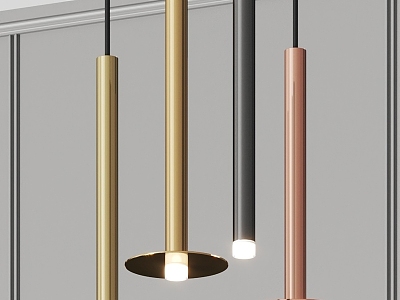 Modern chandelier brass gold chandelier tube copper 3d model