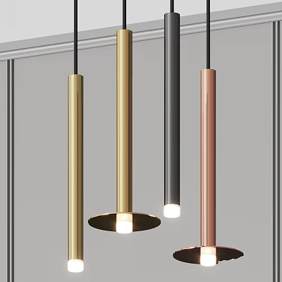 Modern Cylindrical Pendant Lights With Gold Gray Rose Gold Metal Design For Interior Lighting 3d model