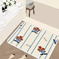 Bathroom Interior With Cartoon Bear Pattern Mat Party Text And White Vanity