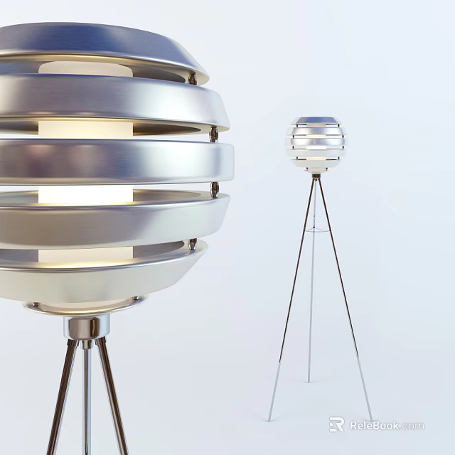 Modern Metallic Floor Lamp Featuring Multi Layer Ring Shade And Metal Stand Design 3d model