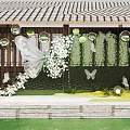 Traditional Photo Spot With Tile Roof Butterfly Decorations Green Plants And White Flowers