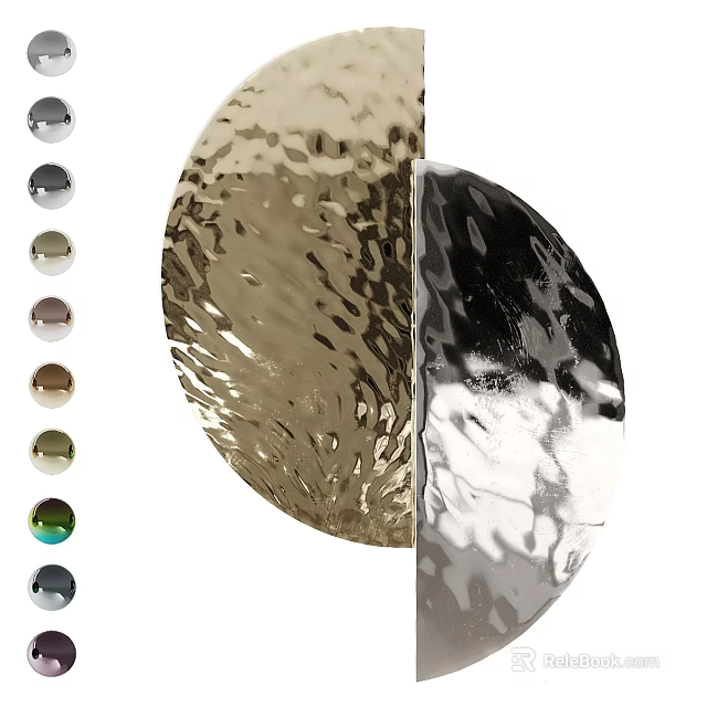 Round Wall Decor with Wavy Texture and Silver Gold Color Options 3d model 