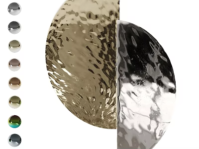 Round Wall Decor with Wavy Texture and Silver Gold Color Options 3d model