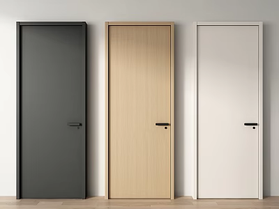 Modern Hinged Doors Design For Interior With Black Wood Grain And White Finishes 3d model