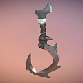 Fantasy Hooked Weapon With Carved Handle Decorative Pearl And Sharp Metal Blade