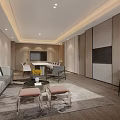 Modern Luxury Conference Room With Sofa TV Meeting Tables Chairs Wooden Floors And Soft Lighting
