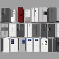 Refrigerators and Freezers in Various Colors and Different Styles Neatly Arranged in