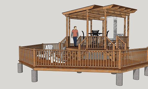 Modern porch flower stand 3d model