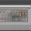 Modern Vending Machine With Various Products In Transparent Compartments And Digital