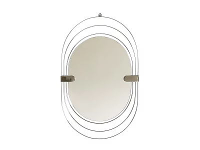 Modern Oval Mirror With Layered Circular Frames And Decorative Metal Accents 3d model