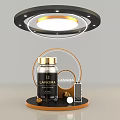 Modern Display Stand With LANOMA Bottle Circular Lighting And Decorative Elements 3d model