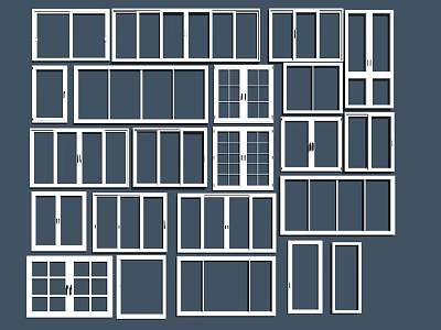 Assorted Window Designs With Various Styles And Different Frame Types 3d model