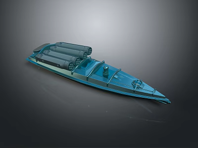 Detailed Blue Rigid Inflatable Boat 3D Model With Black Tubes 3d model