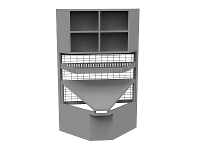 Gray Display Shelf with Multiple Compartments Grid Shelves and Slanted Platform for Retail Product Showcase 3d model