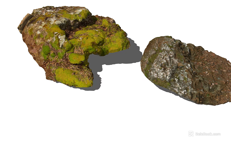 Natural Mossy Stone and Rough Wood Texture for Home Decor Elements 3d model 