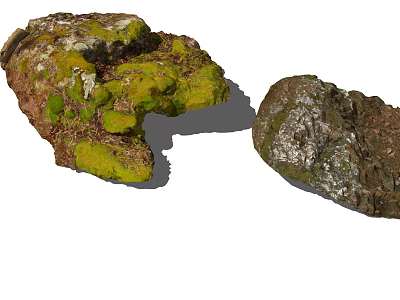 Natural Mossy Stone and Rough Wood Texture for Home Decor Elements 3d model