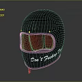 Black Helmet with Red Lining and Side Text Don't Fucking Panic 3d model