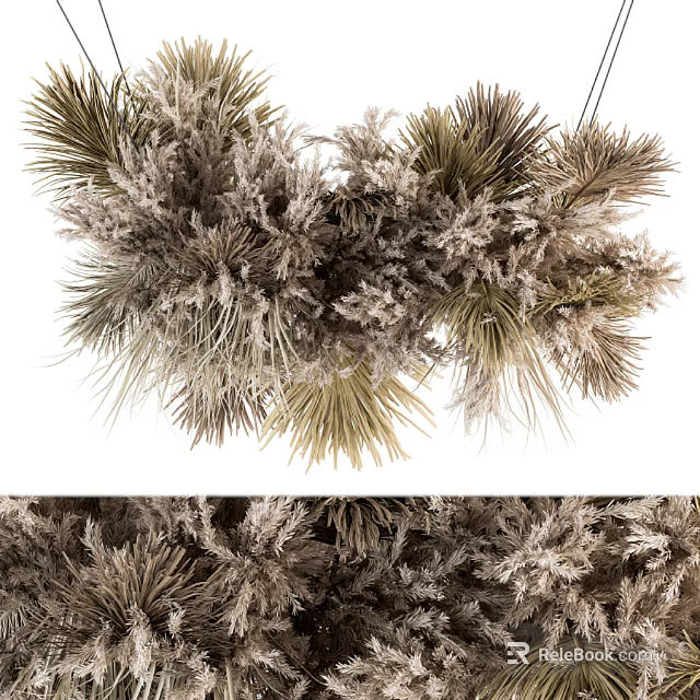 Natural Dried Pine Needles And Ferns Floral Vase Arrangement With Earthy Tones 3d model 