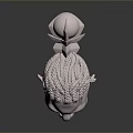 Character Head 3D Model with Braided Hair and Horn Like Decoration in Soft Pink Tone