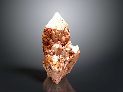 Natural Wooden Stone Specimen With Crystal Formation And Brown White Texture 3d model