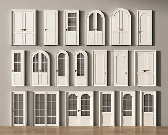 American double door simple European double door single door double door cream air door swing door kitchen door 3d model
