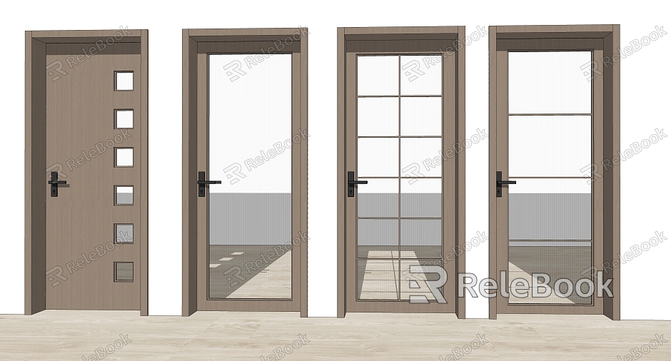 Modern minimalist room glass door model