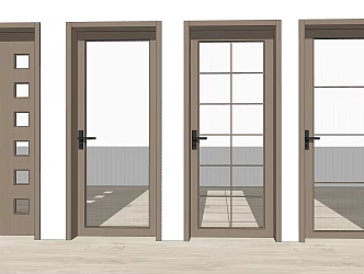 Modern minimalist room glass door 3d model