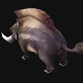 Fierce Fantasy Boar Game Character With Large Tusks Spiked Mane And White Stripes