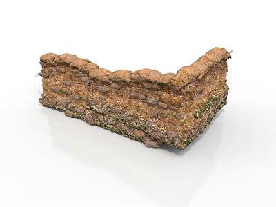 Natural style stone wall ruins stone wall moss stone wall weathered wall country stone wall ancient building wall outdoor scene architectural elements 3d model