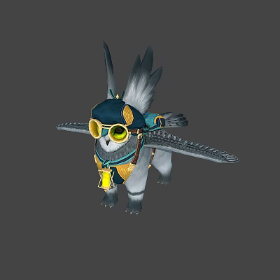 Steampunk Fantasy Creature Featuring Feathered Head Goggles Mechanical Wings And Collar Pendant 3d model