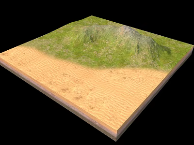 Natural Garden Landscape With Sandy Area Footprints Grassland And Small Mound 3d model