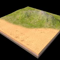 Natural Garden Landscape With Sandy Area Footprints Grassland And Small Mound