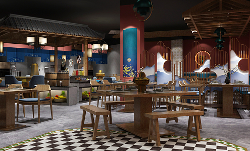 New Chinese Hot Pot Shop 3d model