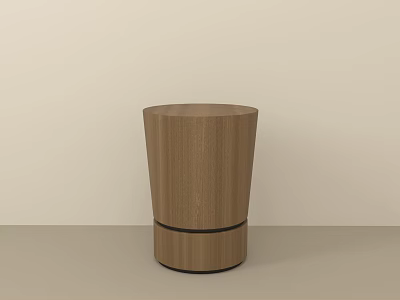 Modern Wooden Round Side Table With Layered Base And Brown Finish 3d model