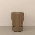 Modern Wooden Round Side Table With Layered Base And Brown Finish