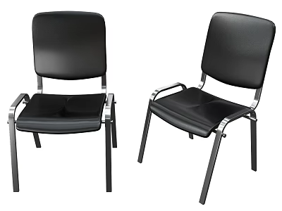 Black Leather Office Chair With Modern Metal Frame And Sleek Design 3d model