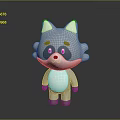 Cartoon Raccoon Character With Gray Body White Belly Cute 3D Rendered On Dark Background