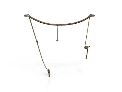 Handmade Brown Rope Hanging Structure With Metal Fixtures And Decorative Design 3d model