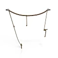 Handmade Brown Rope Hanging Structure With Metal Fixtures And Decorative Design