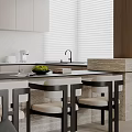 Modern Living Dining Room Interior With Light Sofa Coffee Table TV Wall and Curtains