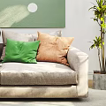 Modern double sofa in-line fabric double sofa 3d model