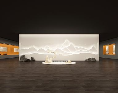 New Chinese Style Exhibition Hall Culture Exhibition Hall Publicity Wall Image Wall Painting Exhibition Hall Rockery Landscape Mountain View Wall 3d model