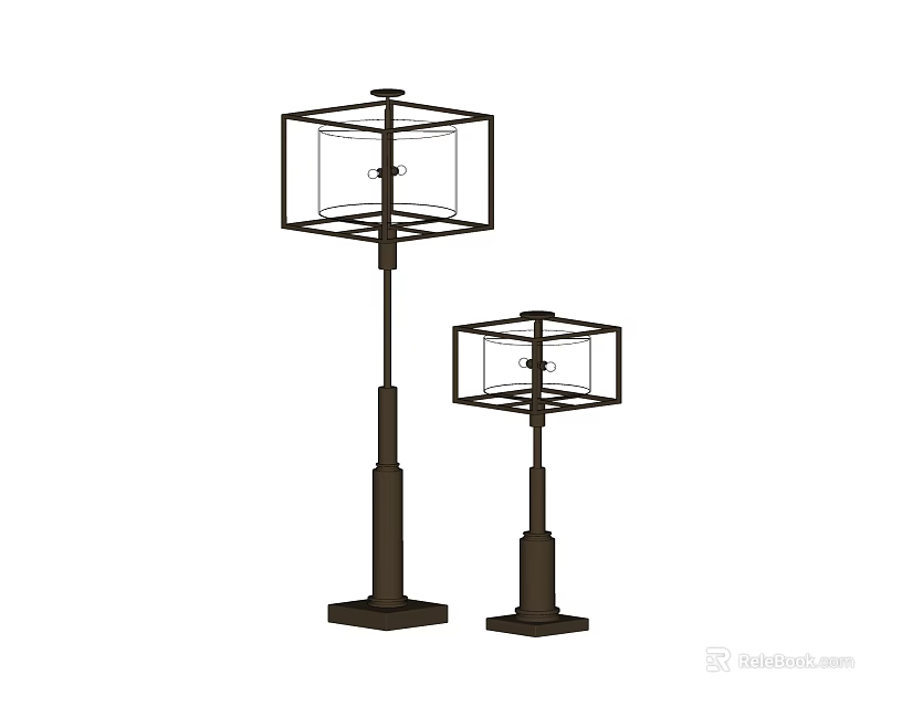 Modern Floor Lamps With Square Frame Design And Two Size Options Tall Short 3d model 