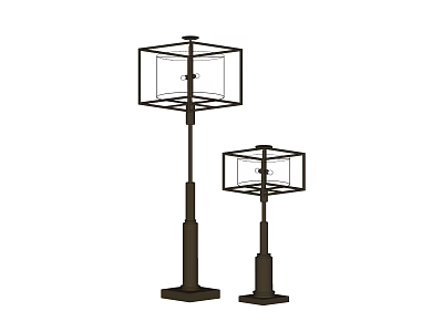 Modern Floor Lamps With Square Frame Design And Two Size Options Tall Short 3d model