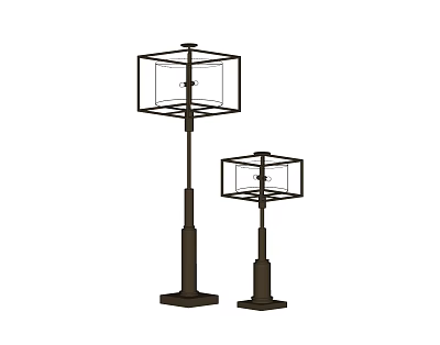 Modern Floor Lamps With Square Frame Design And Two Size Options Tall Short 3d model